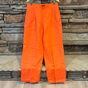 J. Crew Wide Leg Linen Blend Orange Trousers